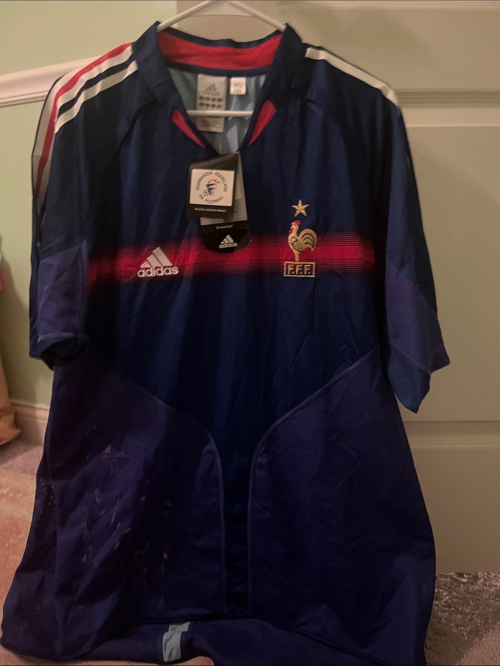 adidas Men’s Blue France Football Jersey with Red Accents